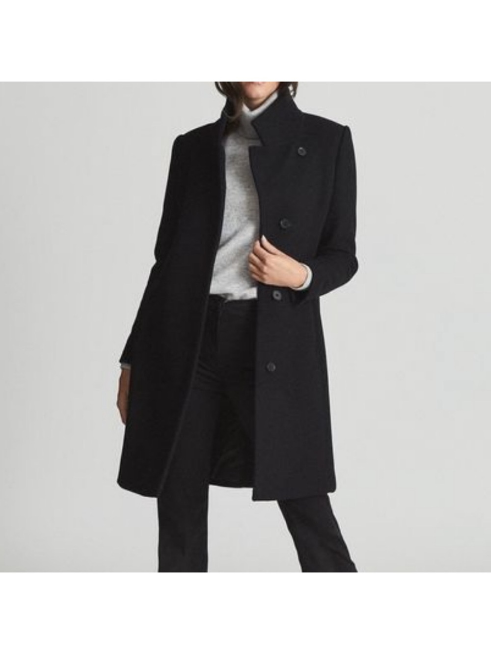 Reiss Marcie Wool Blend Coat Black Sz 6
